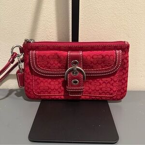 Coach Y2K SOHO Signature C Red Wristlet Clutch